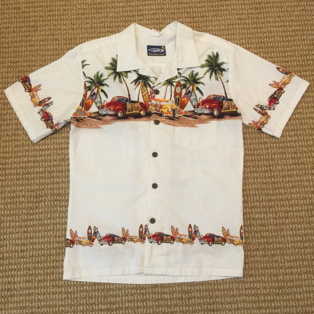 Palmwave Car Surfboard Hawaiian Shirt Small